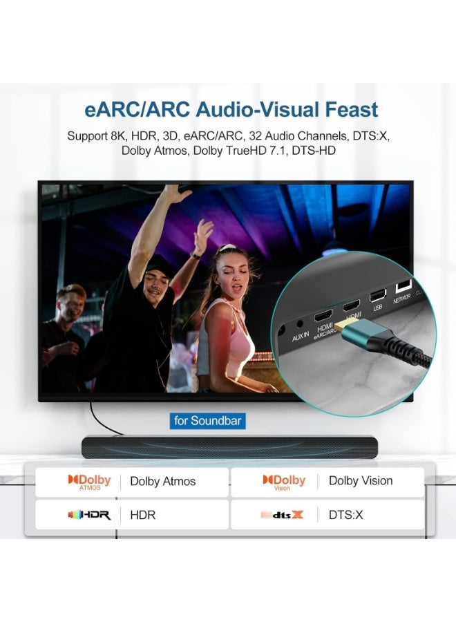 Salab HDMI Cable 8K Ultra High-Speed 1.5M- 48Gbps, Gold-Plated Connectors, HDR, eARC, 3D, 4K@120Hz/8K@60Hz – HDMI 2.1 Cord for Gaming, TV, Monitor, Projector- Black - Image 3